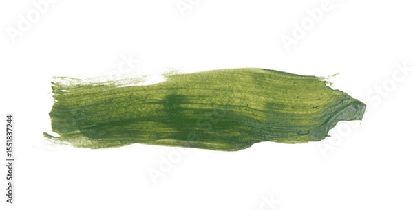 Obraz Green watercolor paint brush stroke isolated on transparent background. watercolor png.	