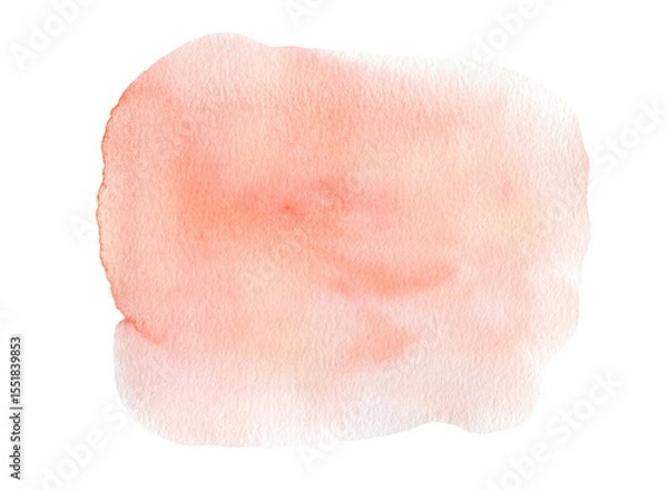 Fototapeta Delicate light watercolor gradient of orange and red colors stain. Artistic coral watercolour square shape blob, abstract shiny summer concept for banner design, juice background