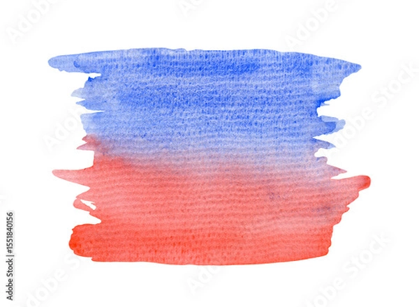 Fototapeta Square shape bright gradient of blue and coral red watercolor background. Vibrant sunset sky and water watercolour textured concept for software, ui design, web, apps wallpaper, vs versus idea