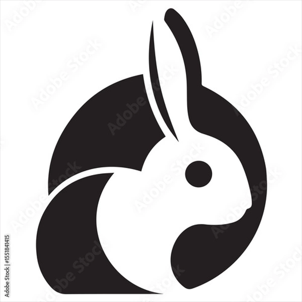 Fototapeta Minimal Rabbit Logo Design, Elegant Silhouette Style Vector Art for Clean Branding, Business Identity, and Nature-Inspired Logo Concepts
