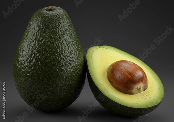 Fototapeta Ripe Avocado with Seed - Healthy Tropical Fruit in High Resolution