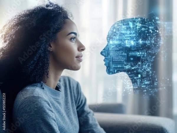 Fototapeta Virtual companion offering encouragement to person showing potential of AI emotional connection