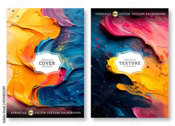 Obraz Flyer template, business brochure template, abstract brush stroke art, wedding invitation template, universal background, versatile vector background, creative brochure template, invitation template