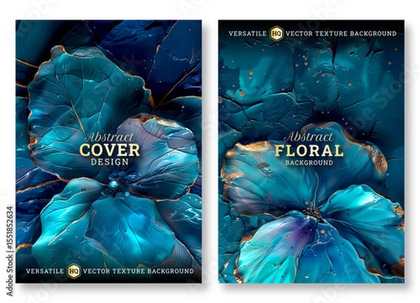 Obraz Flyer template, business brochure template, abstract floral art, wedding invitation template, universal background, versatile vector background, creative brochure template, invitation template, modern