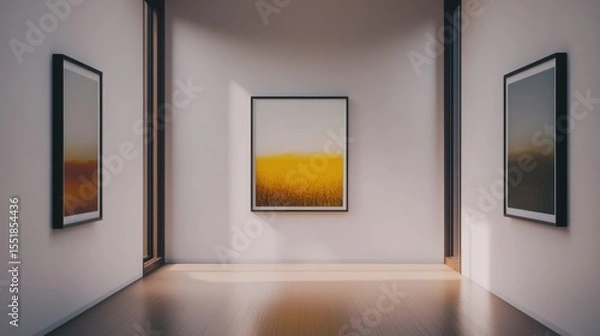 Fototapeta Modern gallery with art display