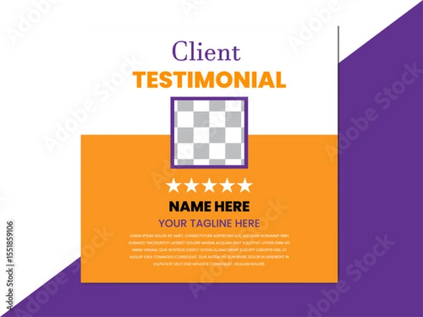 Obraz Client Testimonial Template with Portrait and Star Rating
