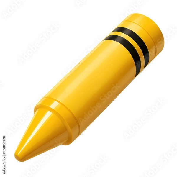 Fototapeta Yellow Crayon: A single, vibrant yellow crayon with black stripes lies at a slight angle, ready to unleash creativity.