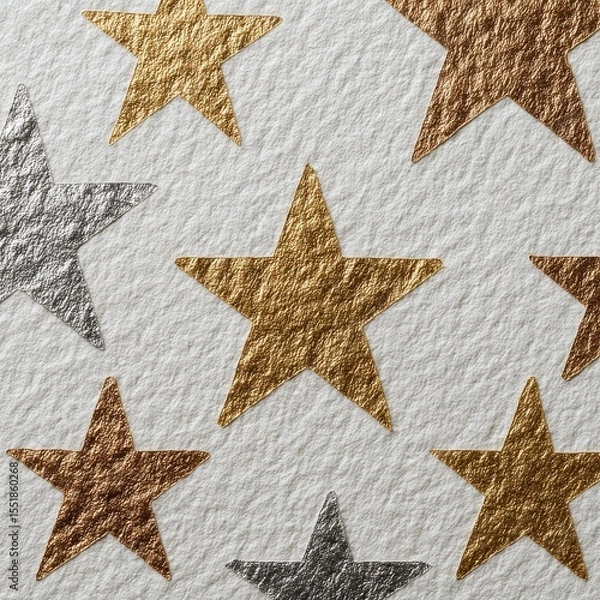 Obraz This New Year card presents a minimalistic and clean design, incorporating a soft ivory background with a subtle grid layout of small elegant gold stars