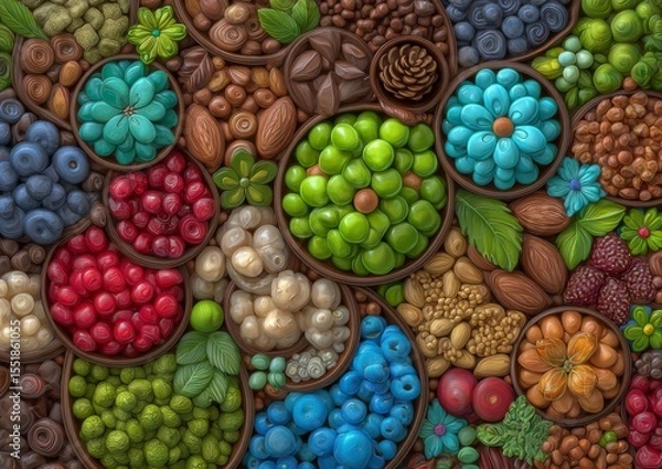 Fototapeta Macro Photography of Natural Elements in Abstract Earthy Biophilic Art Texture