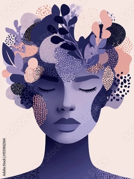 Obraz Modern artistic style characterizes the vibrant collage art that features colorful flowers and abstract patterns