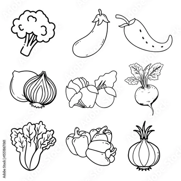 Fototapeta Vegetable Mix Vector Set 2