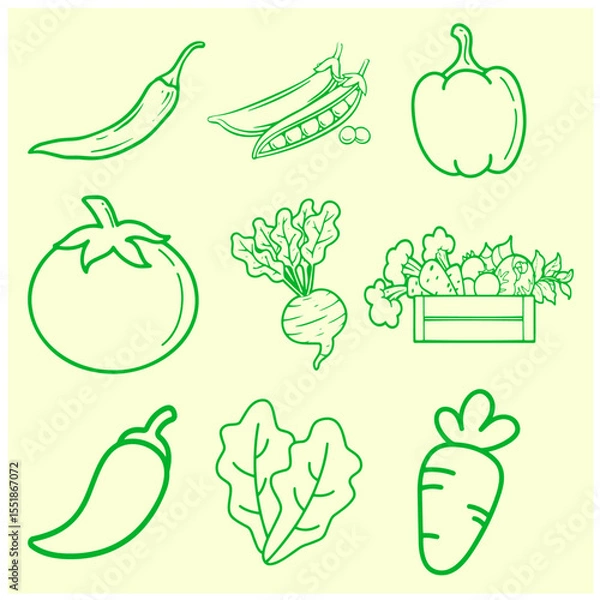 Fototapeta Vegetable Mix Vector Set 3