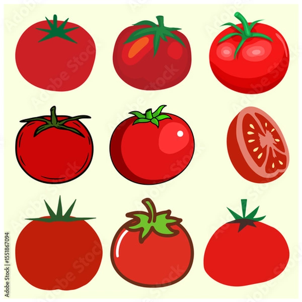 Fototapeta Vegetable Tomato Vector Set 1