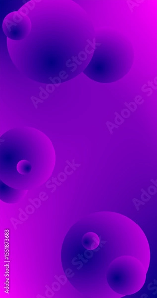 Fototapeta Pink Purple Vertical Wallpaper with Spheres Vector illustration Gradient background abstract design
