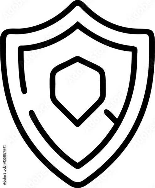 Fototapeta shield vector outline icon on white or transparent background. Military Solid Editable Icon