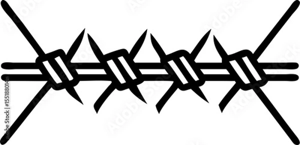Fototapeta barbed wire vector outline icon on white or transparent background. Military Solid Editable Icon