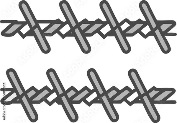 Fototapeta barbed wire vector outline icon on white or transparent background. Military Solid Editable Icon