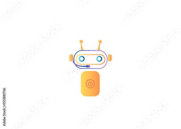 Fototapeta Chatbot AI Communication, blue robot toy,Futuristic chatbot and artificial intelligence assistant concept. PNG