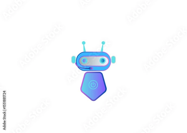 Fototapeta Chatbot AI Communication, blue robot toy,Futuristic chatbot and artificial intelligence assistant concept. PNG