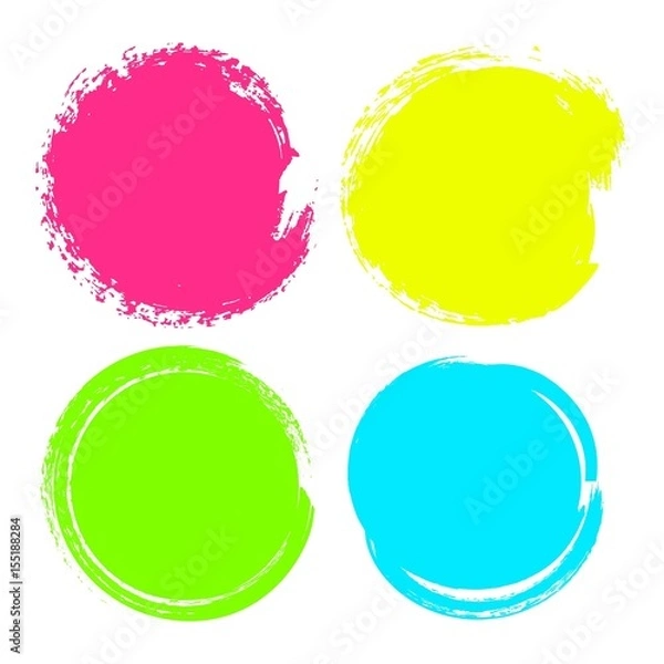 Fototapeta Set of hand drawn colorful circles, stains isolated on white background. Backgrounds for advertising, text, business, promotion. Vector illustration