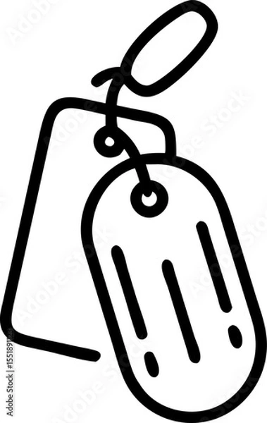 Fototapeta dog tag vector outline icon on white or transparent background. Military Solid Editable Icon