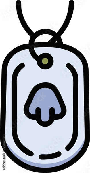 Fototapeta dog tag vector outline icon on white or transparent background. Military Solid Editable Icon