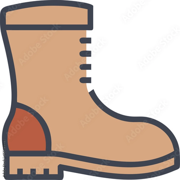 Fototapeta boots vector outline icon on white or transparent background. Military Solid Editable Icon