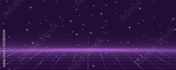 Fototapeta LEVEL UP. pixel art .8 bit game. retro video game. for game assets.	
Retro Futurism Sci-Fi Background. glowing neon grid and star from vintage arcade computer games