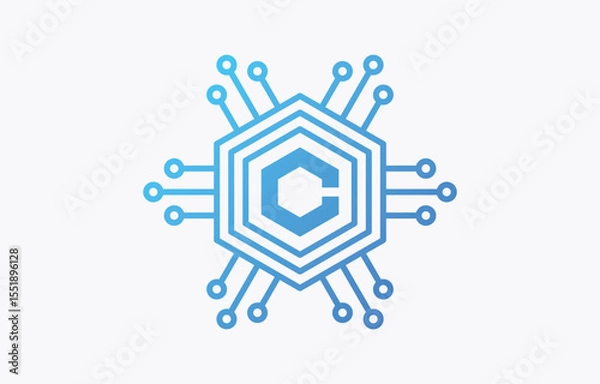 Obraz Letter C Circuit Logo Template