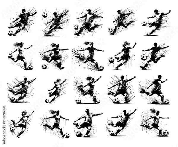 Fototapeta Soccer player Silhouette Grunge Splatter and Dripping Spray Effects