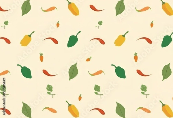 Fototapeta Whimsical Vegetable Pattern with Creative Shapes