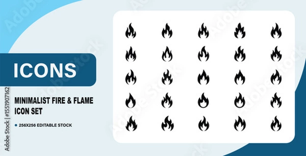 Obraz Minimalist Fire & Flame Icon Set