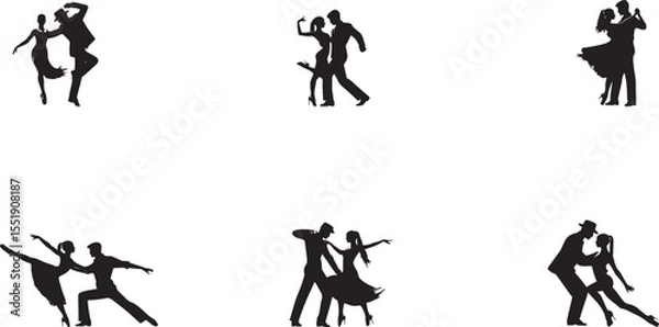 Fototapeta Dancing couples silhouette