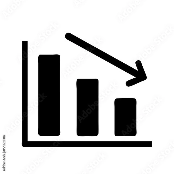 Fototapeta declining graph icon vector illustration