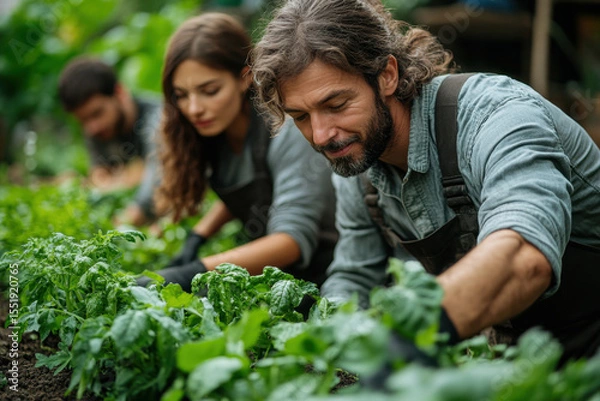 Fototapeta Man & woman gardening.