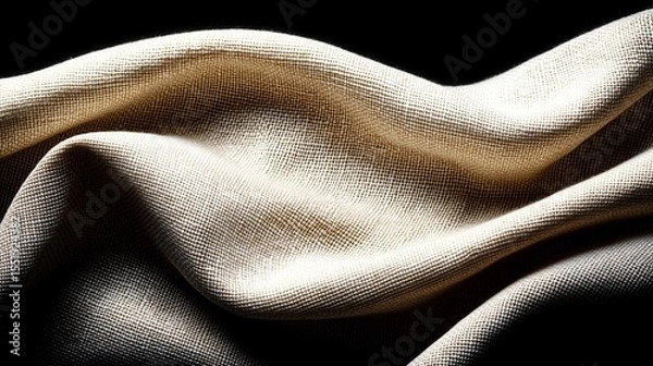 Fototapeta texture of beige cloth fabric textile with weave and gentle folds