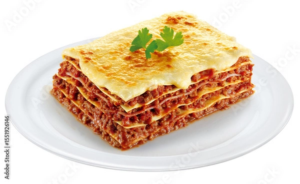Fototapeta prato com lasanha com molho bolonhesa isolado em fundo transparente