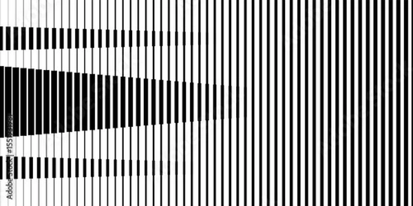 Fototapeta Line Halftone Gradient Effect Pattern. Vertical Straight Lines Background. Black and White Abstract Texture with Parallel Stripes Thick to Thin. Vector Illustration.