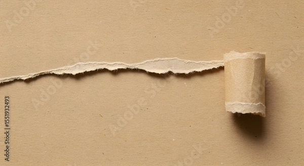 Fototapeta Torn Paper Texture Abstract Background with Rolled Edge