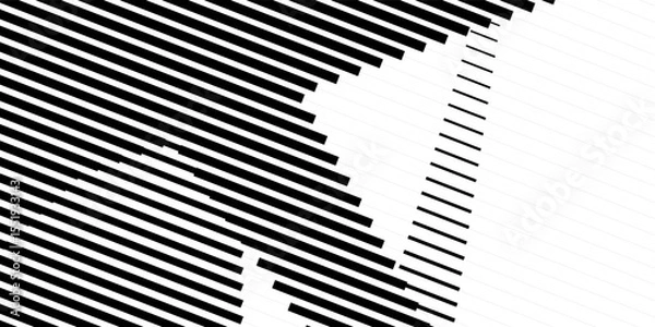 Fototapeta Line Halftone Gradient Effect Pattern. Vertical Straight Lines Background. Black and White Abstract Texture with Parallel Stripes Thick to Thin. Vector Illustration.