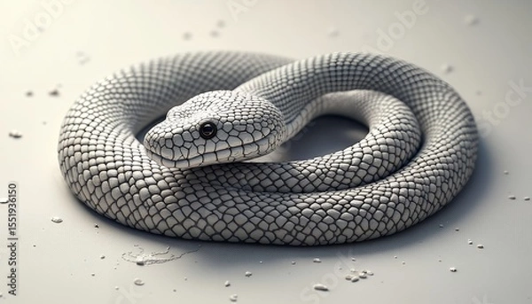Obraz Coiled Snake on Neutral Surface