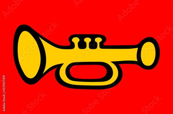 Obraz Yellow trumpet over red background