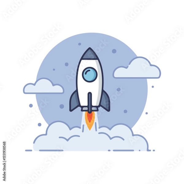 Obraz flat vector icon, Rocket with cloud icon, suitable for infographic and app design