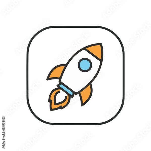 Obraz flat vector icon, Rocket Launch Button icon, suitable for infographic and app design
