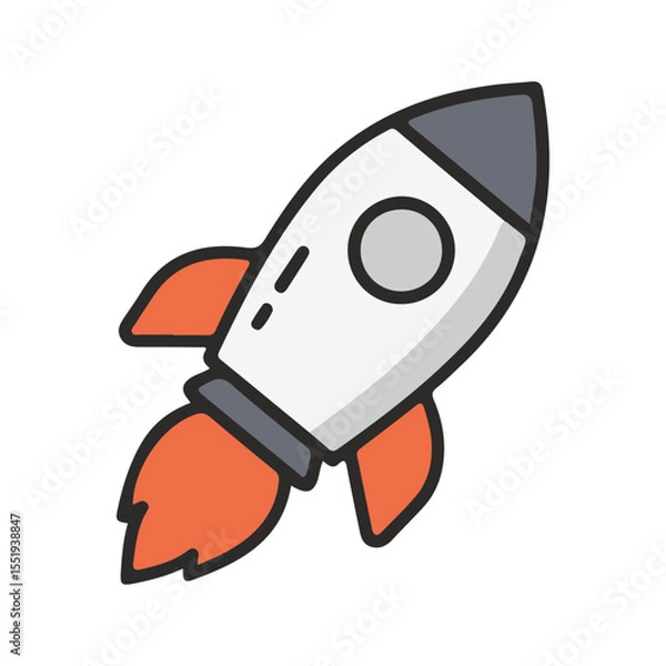 Obraz flat vector icon, Rocket Launch Button icon, suitable for infographic and app design