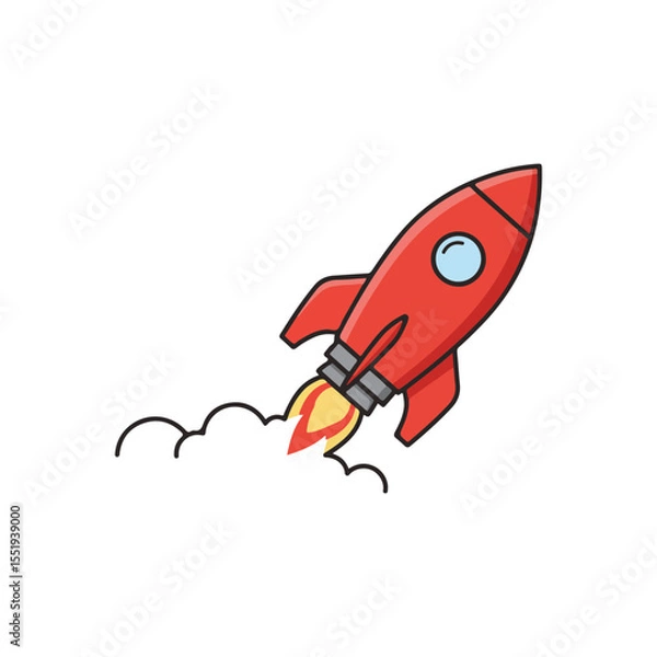Obraz flat vector icon, Classic Rocket Takeoff icon, suitable for infographic and app design