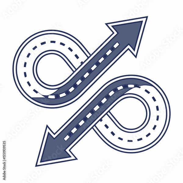 Fototapeta two way arrows forming an infinite loop mirror