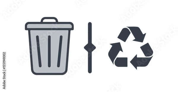 Obraz flat vector icon Trash Bin with Recycle, Minimalist Trash Bin Recycle icon, suitable for infographic and app design