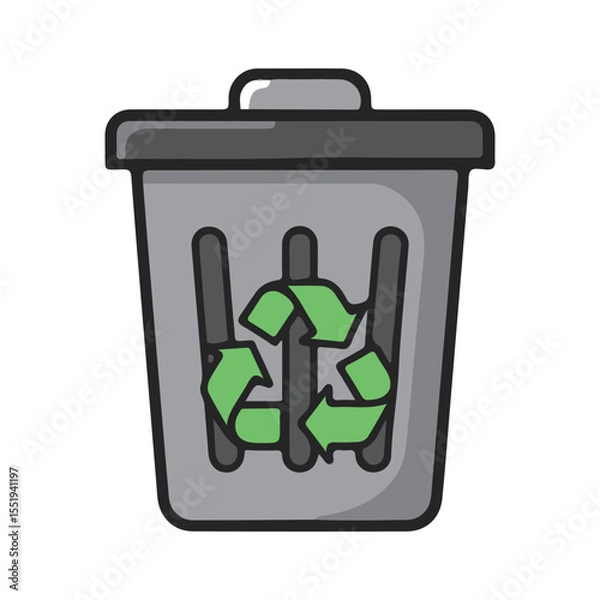 Obraz flat vector icon Trash Bin with Recycle, Classic Trash Bin icon, suitable for infographic and app design