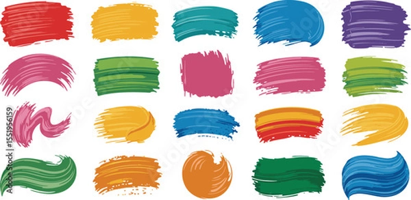 Fototapeta Brush Stroke Collection Vector Illustration Set: Colorful Graphic Elements for Design Projects, Paint Style Strokes for Presentations and Infographics
